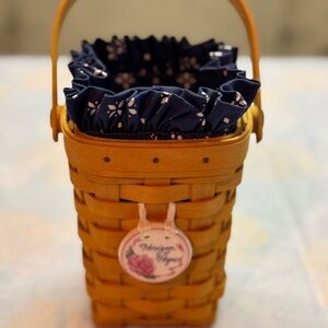 Woven Basket with Navy Floral Liner